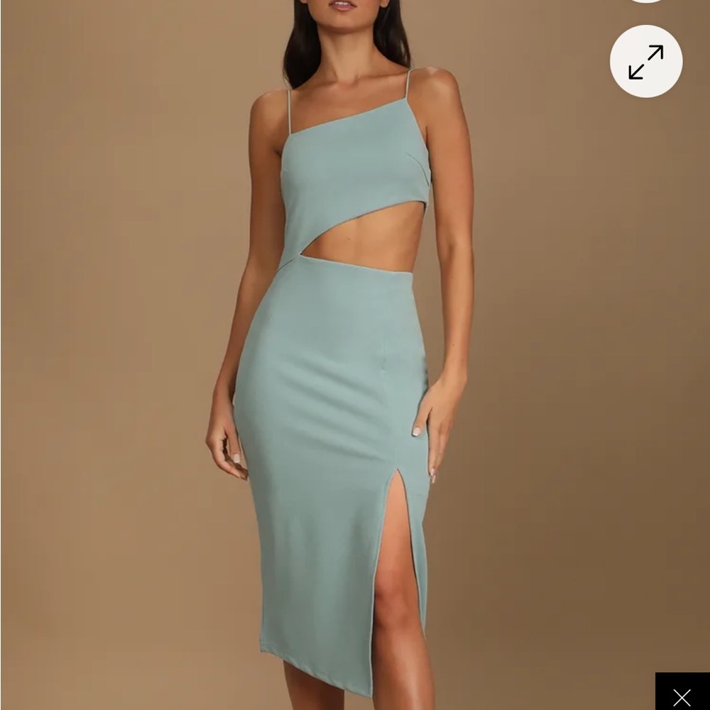 Lulu's Green Asymmetrical Bodycon Dress
